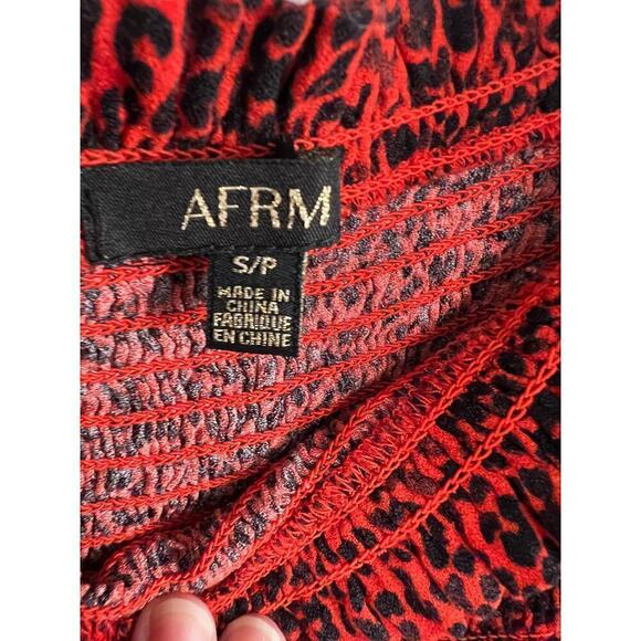 AFRM Women's Smocked Tank Dress Red Leopard Print Size Small - Picture 4 of 6